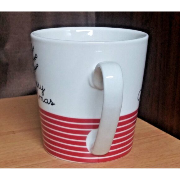 NWOT Sleigh Bell Bistro Coffee Mug Merry Christmas 16 fl oz Ceramic Cream Red - Picture 3 of 7